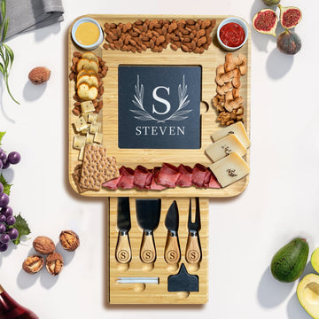 Personalized Charcuterie Boards Gift Set,Custom Bamboo Cheese Board,Mothers Day Gifts for Mom,Wedding Birthday Housewarming Party Gifts