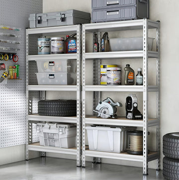 35.4'x15.7"x70.8" Storage Metal Garage Racks 5-Tier White/Black