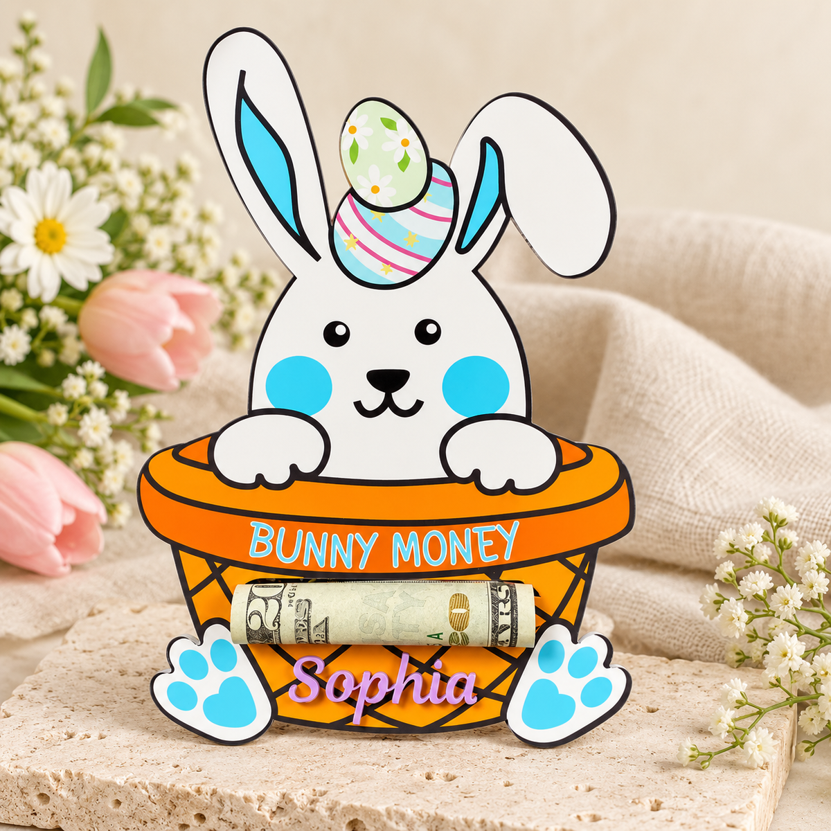 Custom Acrylic Name Easter Basket Money Holder