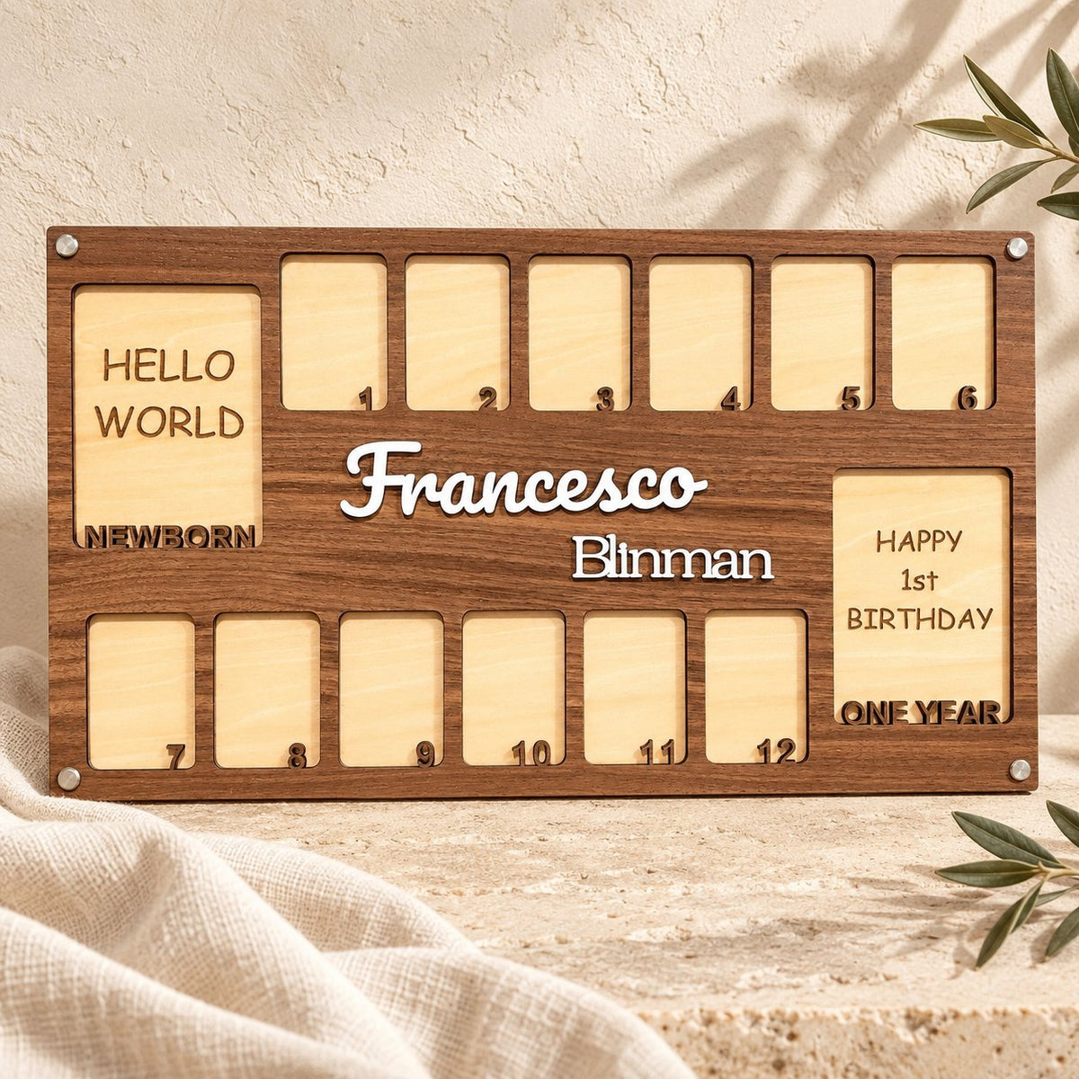 Personalized Baby Milestone Frame — Newborn to One Year