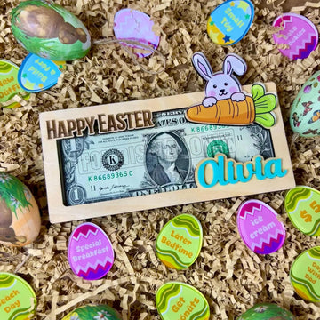 Custom Name Easter Money Holder | Easter Basket Stuffers | Easter Bunny Money Gift | Personalized Money Holder for Gift | Easter Kid Gifts