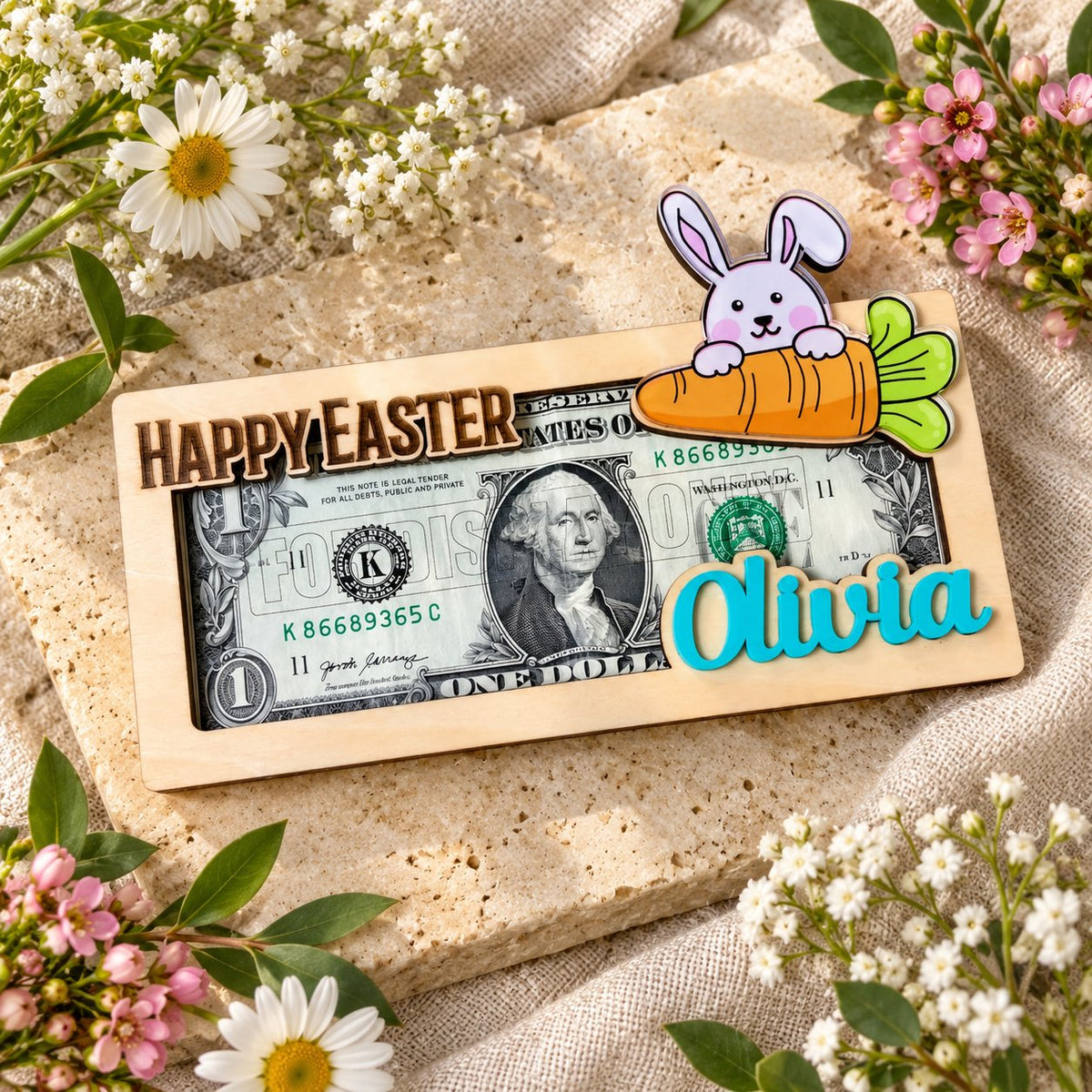 Personalized Easter Bunny Money Holder