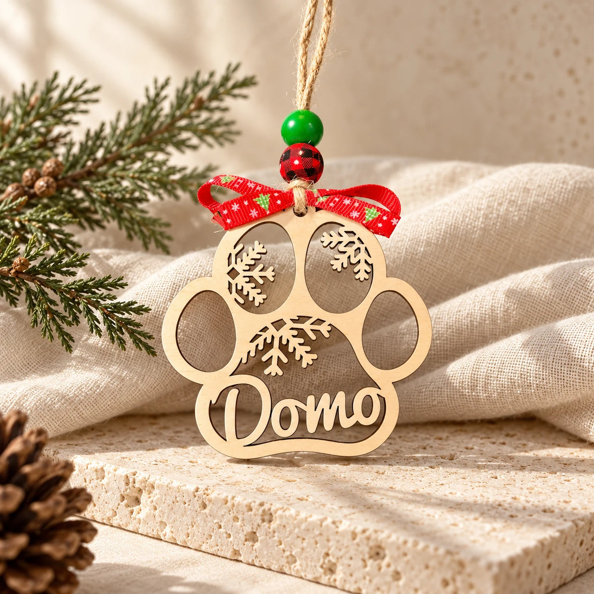 Personalized Pet Paw Christmas Tree Ornament