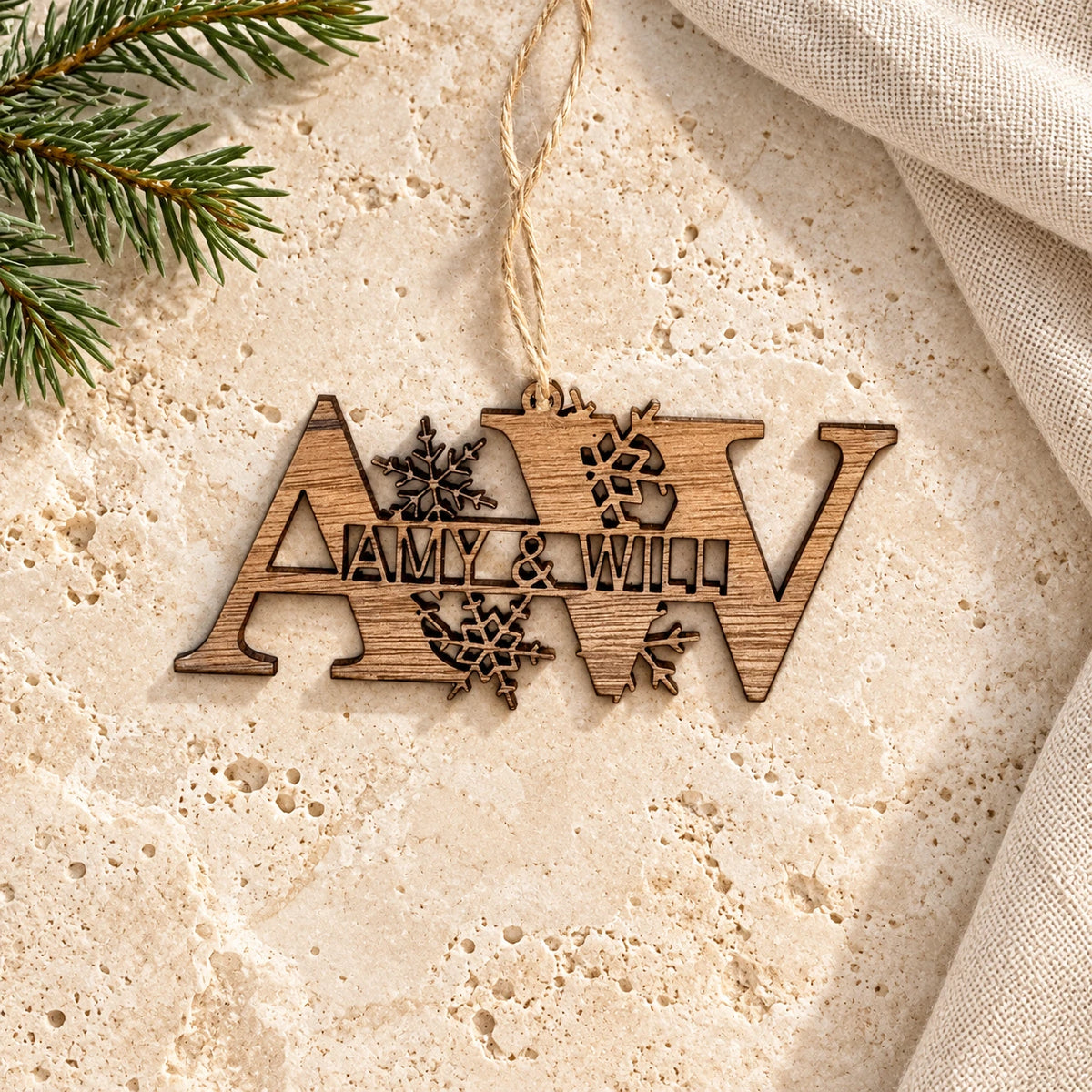 Personalized Monogram Couple Christmas Ornament