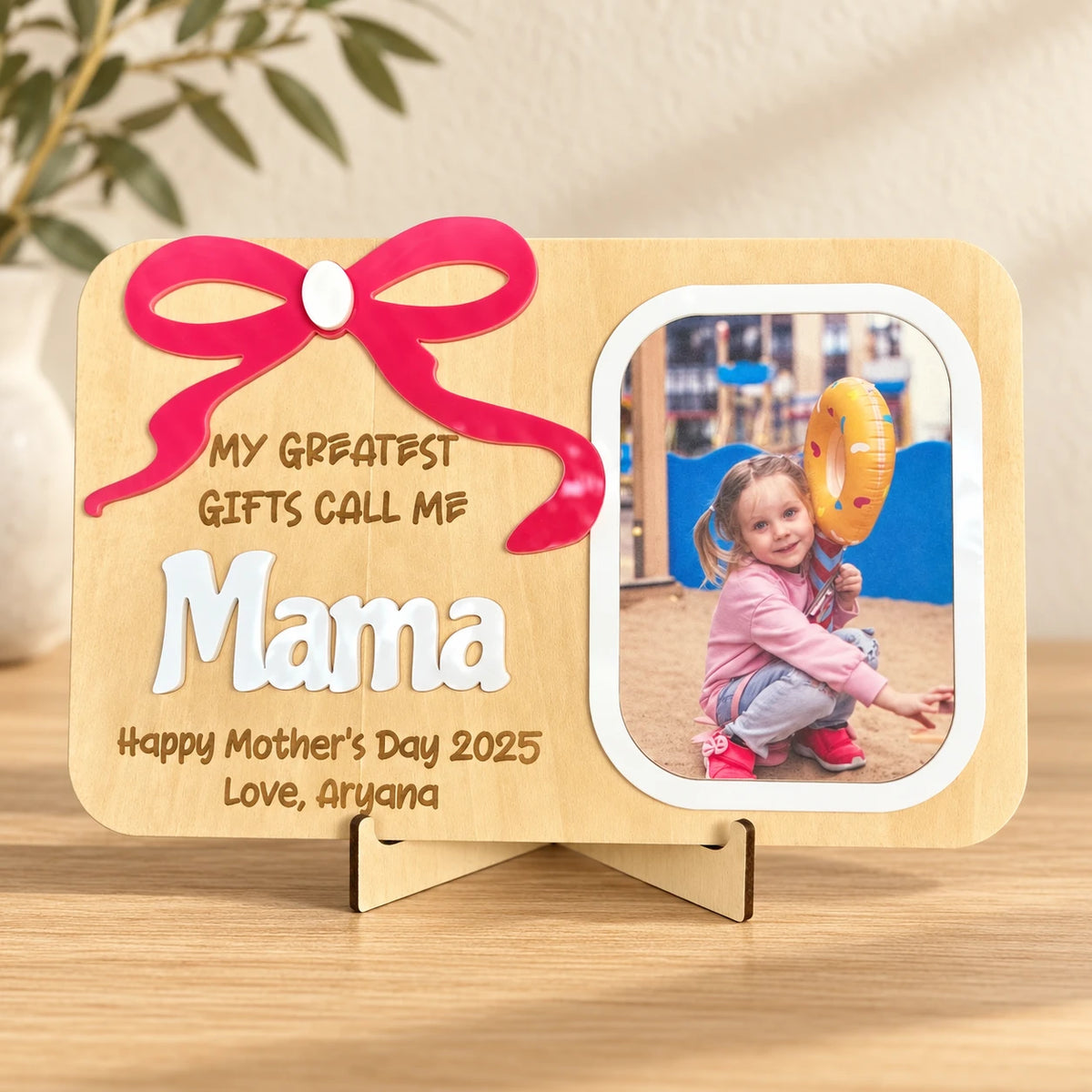 Personalized Photo Frame with Bow — Custom Nickname