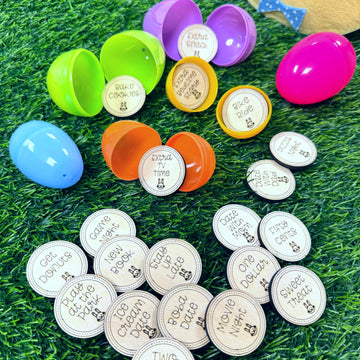 25 Easter Tokens | Wooden Reward Coins | Easter Egg Hunt Tokens Set of 25 | Easter Egg Basket Stuff Fillers Tokens for Kids | Scavenger Hunt