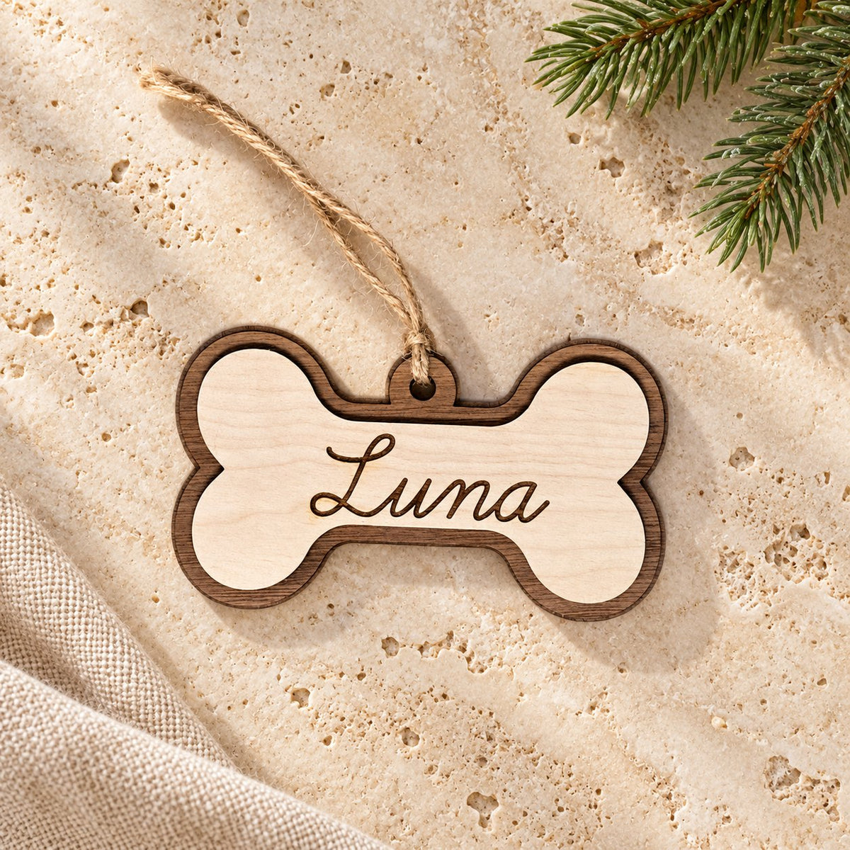 Personalized Dog Bone Christmas Ornament