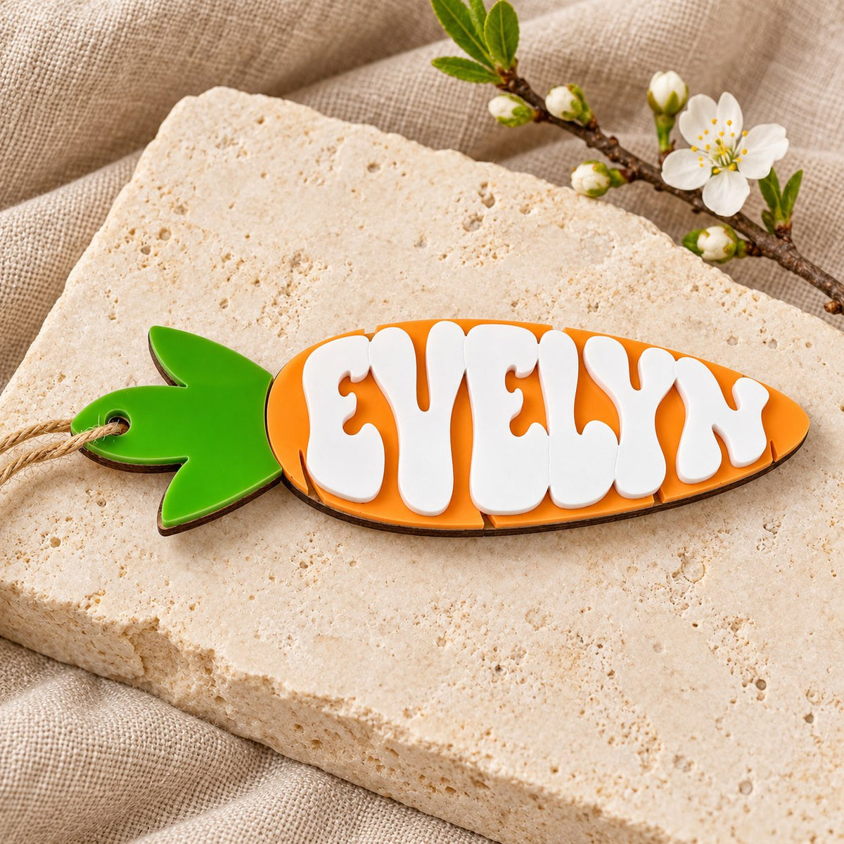 Custom Acrylic Name Carrot Easter Basket Tag
