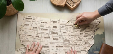 anniversary wooden travel map