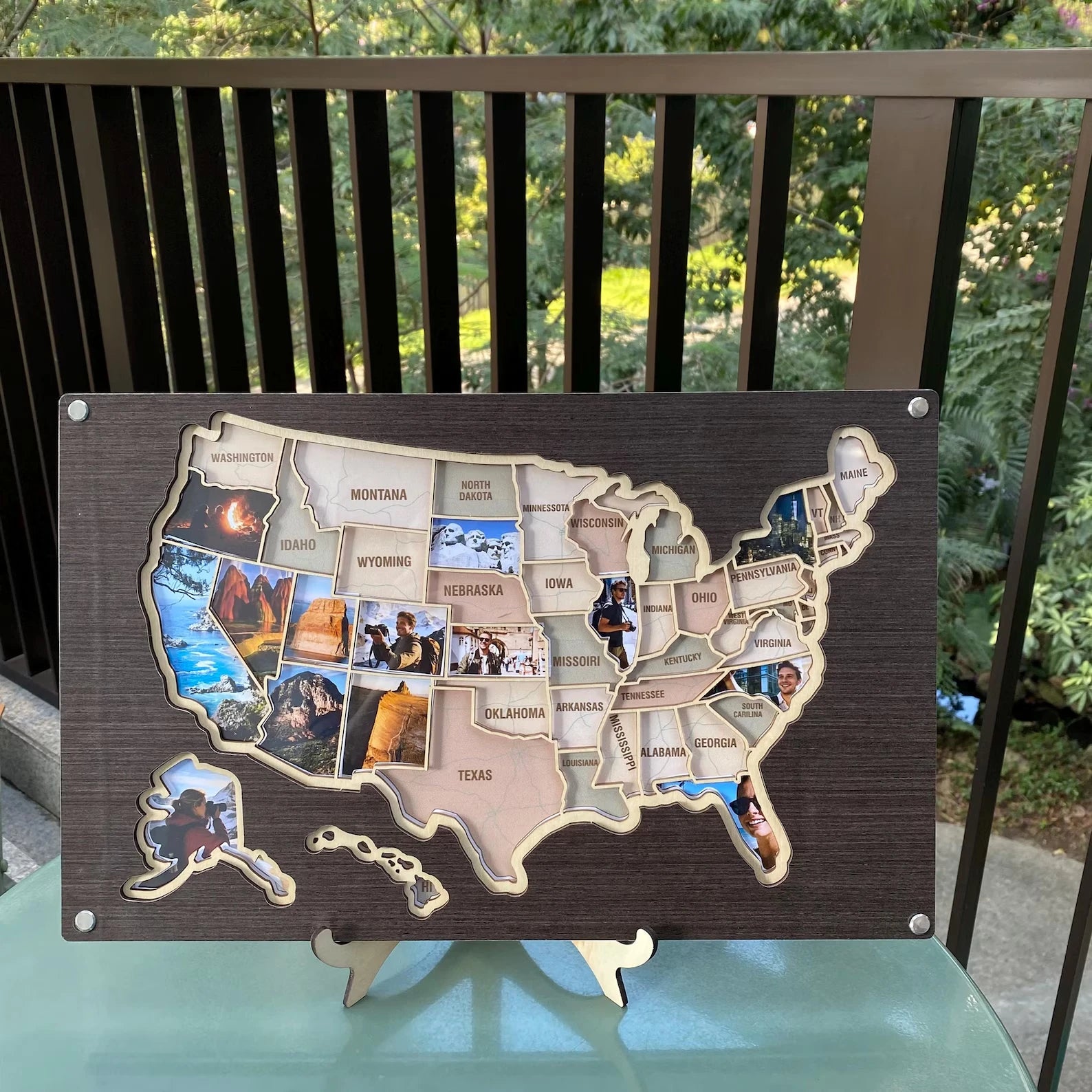 Craftpilot.co 50 States Wood & Acrylic Photo Map Black