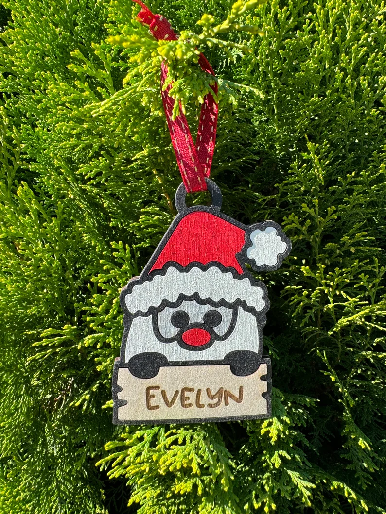 Craftpilot Personalized Santa Christmas Ornament with Kids Name