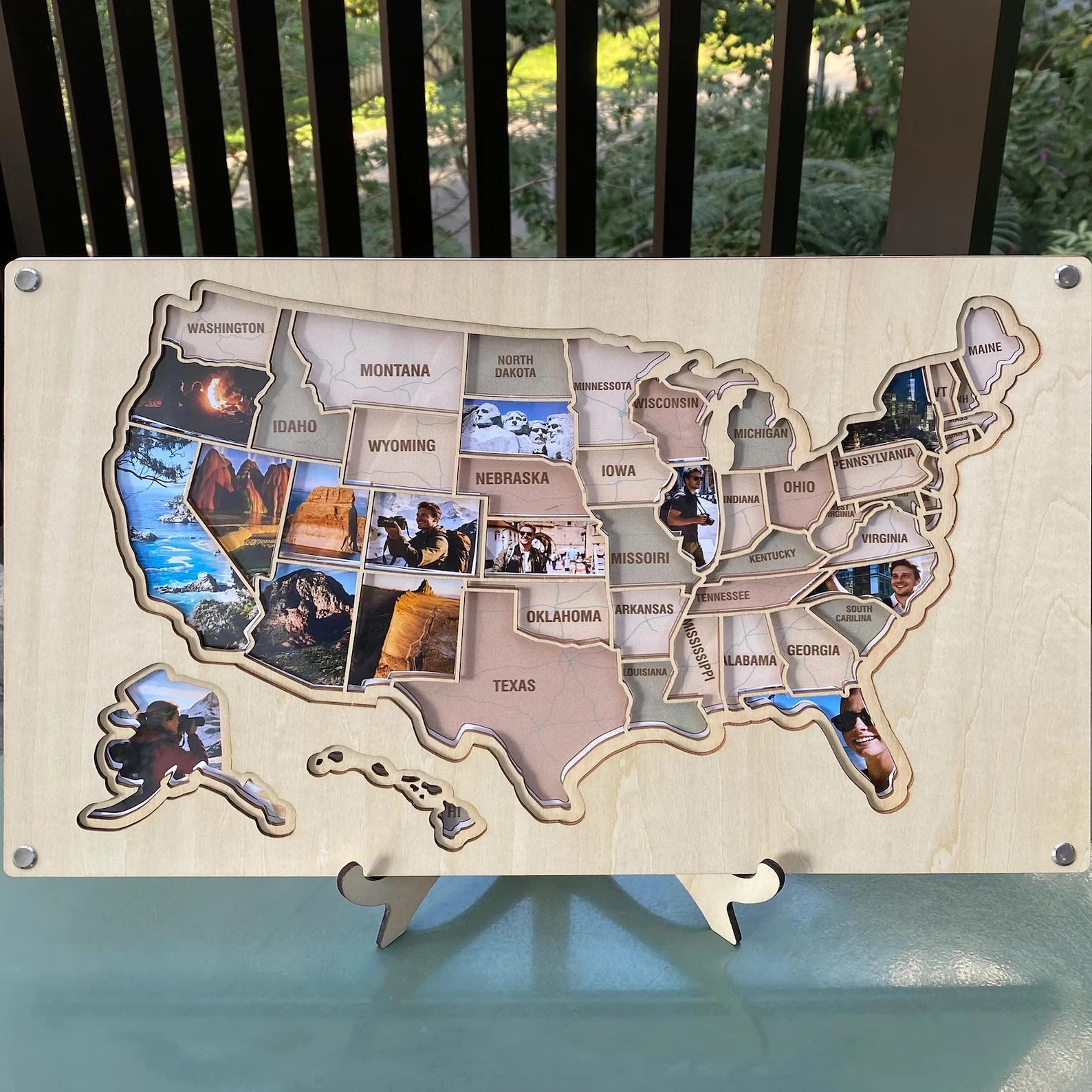 Craftpilot.co 50 States Wood & Acrylic Photo Map Nature Wood