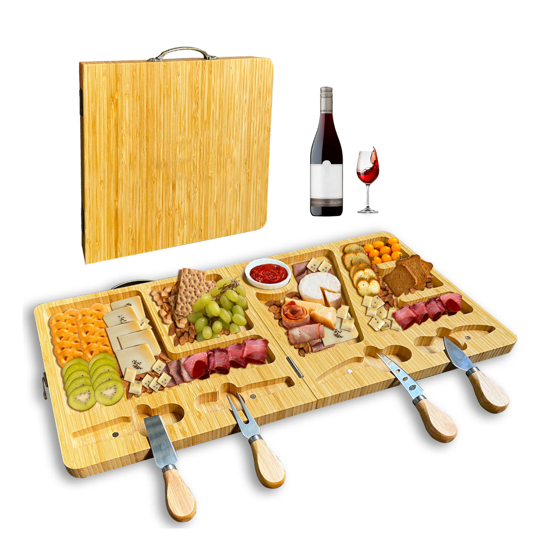 Fold Charcuterie Board Set, Cheese Board, 25" x 12.5" x 0.8"