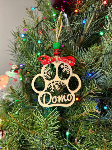 Personalized Pet Paw Christmas Tree Ornament