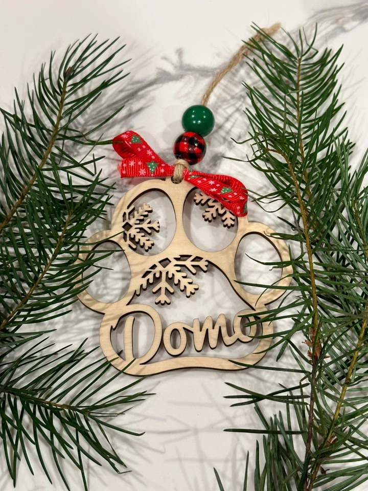 Personalized Pet Paw Christmas Tree Ornament