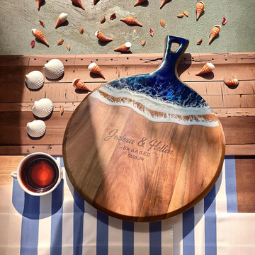 Personalized Ocean Wave Round Cutting Board