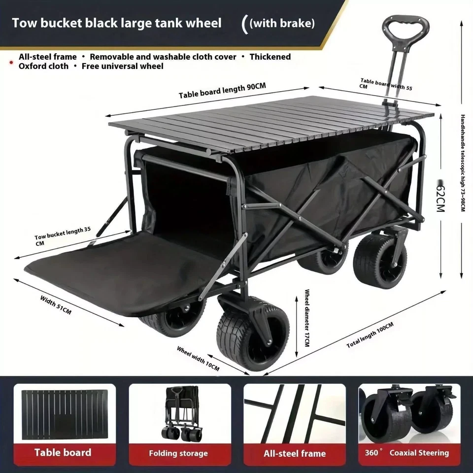 Collapsible Wagon Cart with Table - All-Terrain Wheels