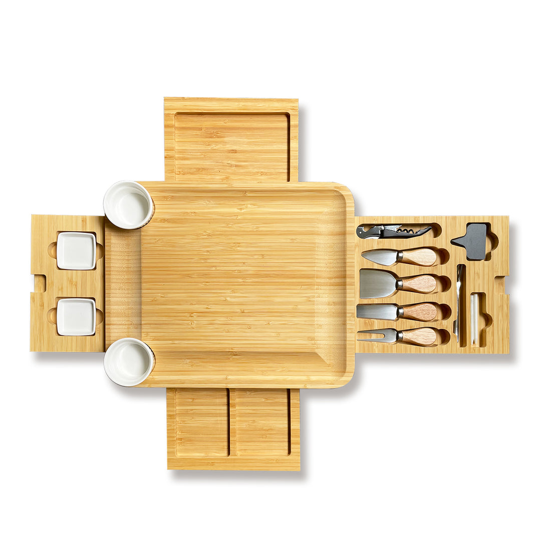 Large Bamboo Charcuterie Boards Gift Set, Cheese Board, 15" x 8.1" x 2"