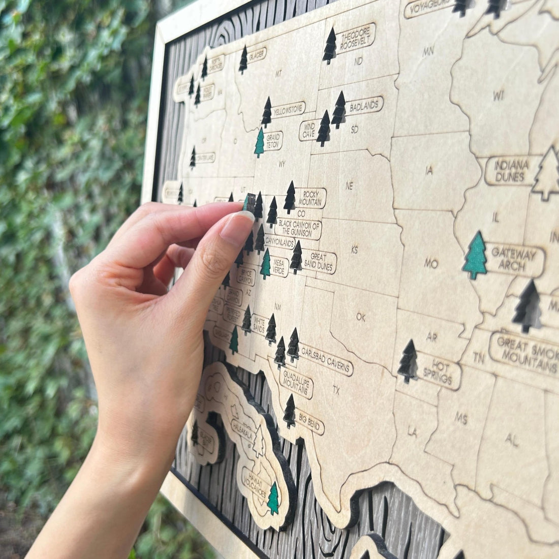 Personalized Wooden US National Parks Map Checklist Wall Decor