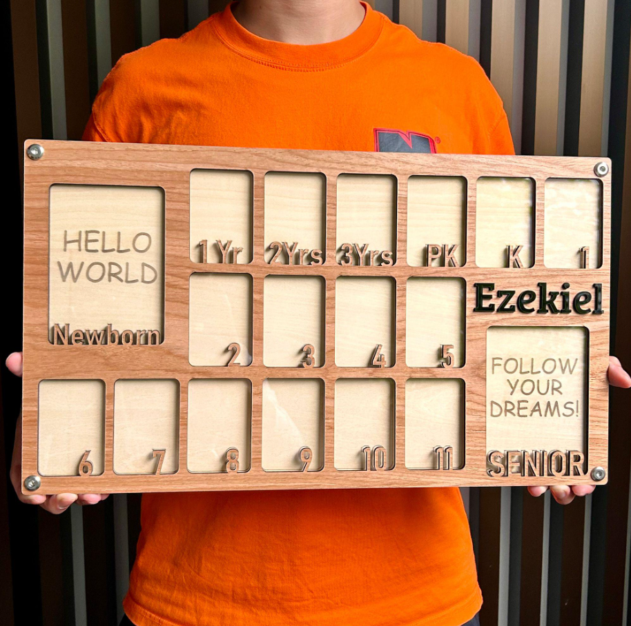 Personalized Newborn to Graduation Picture Frame with Stand