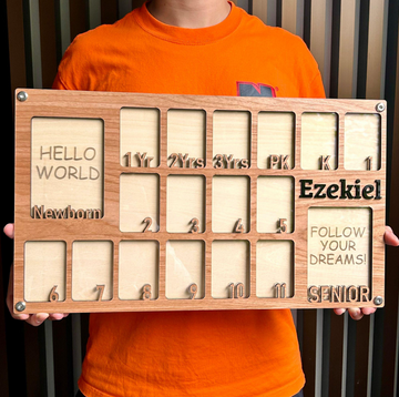 Personalized Newborn to Graduation Picture Frame with Stand