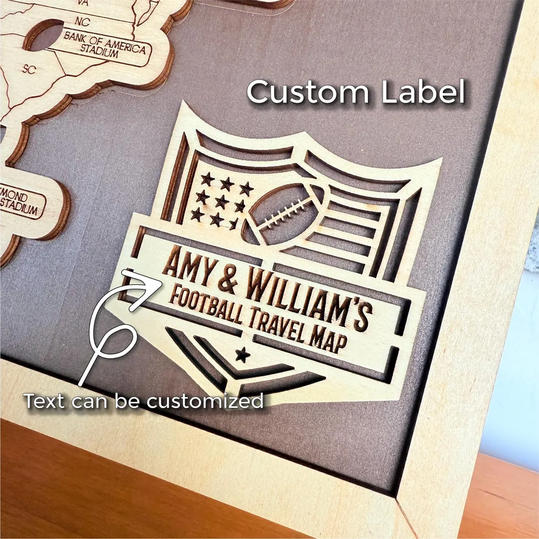 Personalized NFL Stadium Travel Map with Push Pins - Blank Back