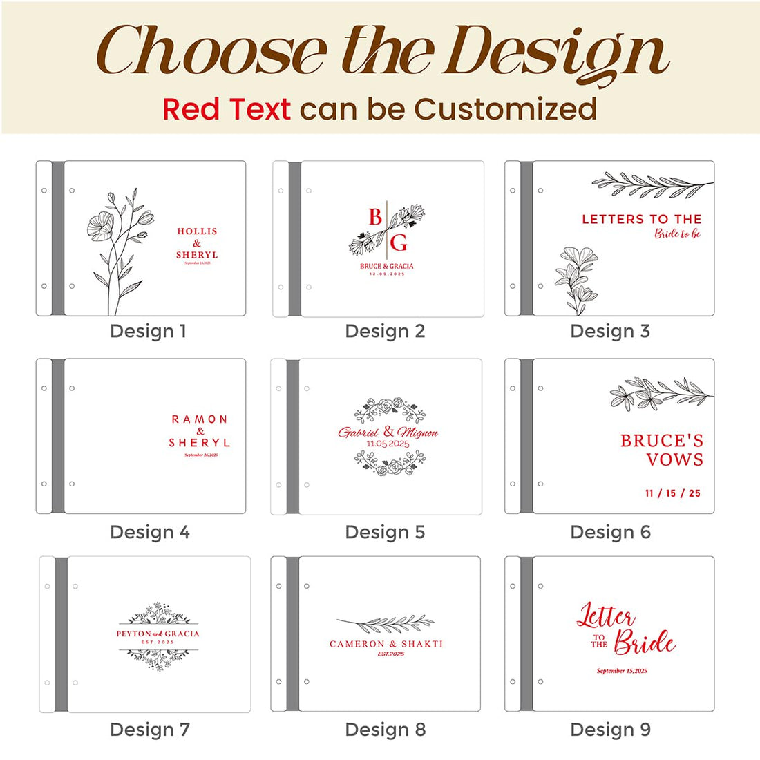 Walnut Wood Cover - Personalized Wedding Guest Book and Photo Albums