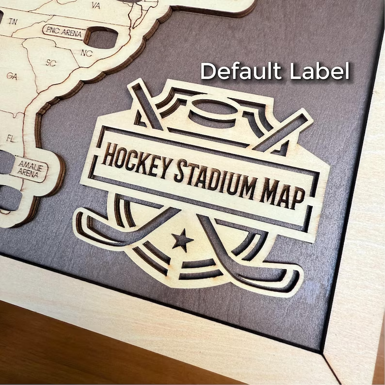 Personalized NHL Arena Travel Map - Ice Hockey Bucket List in a warm Craft Pilot product setting