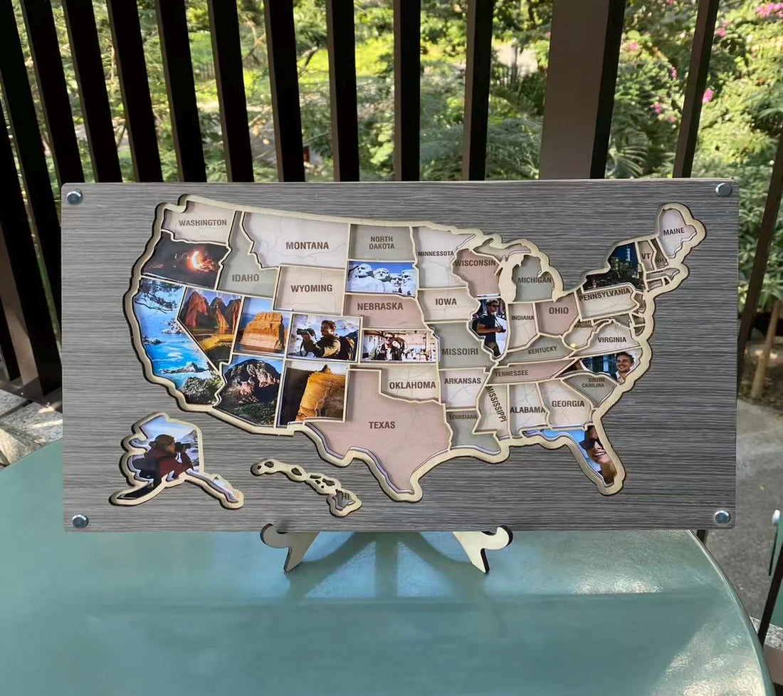 50 States Wood & Acrylic Photo Map
