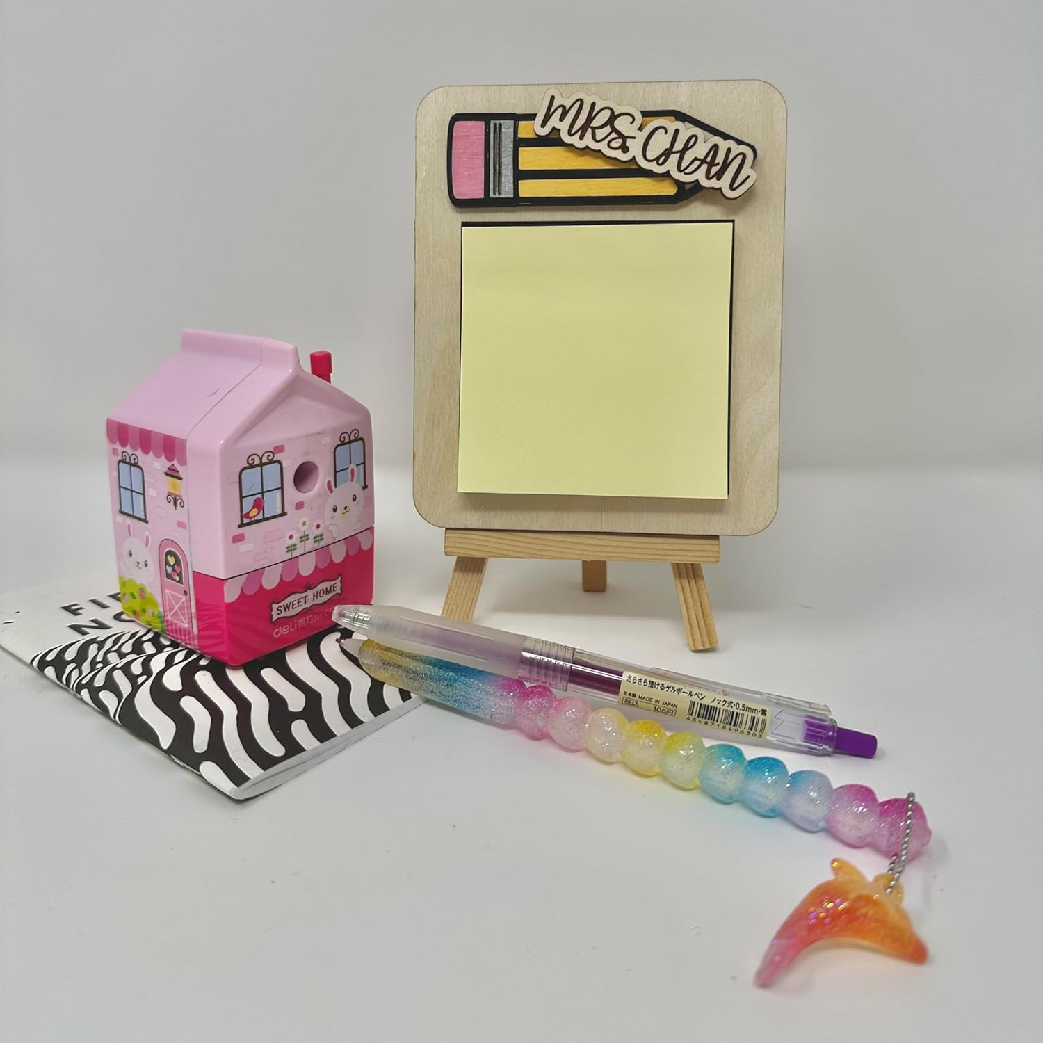 Teacher Stick Note Holder,Sticky Note Pad Holder,Personalized Teacher Name Gift,Desk Accessories,Teacher Appreciation Wooden Sticky Note Holder Gifts Desk Rectangular Notes Organizer