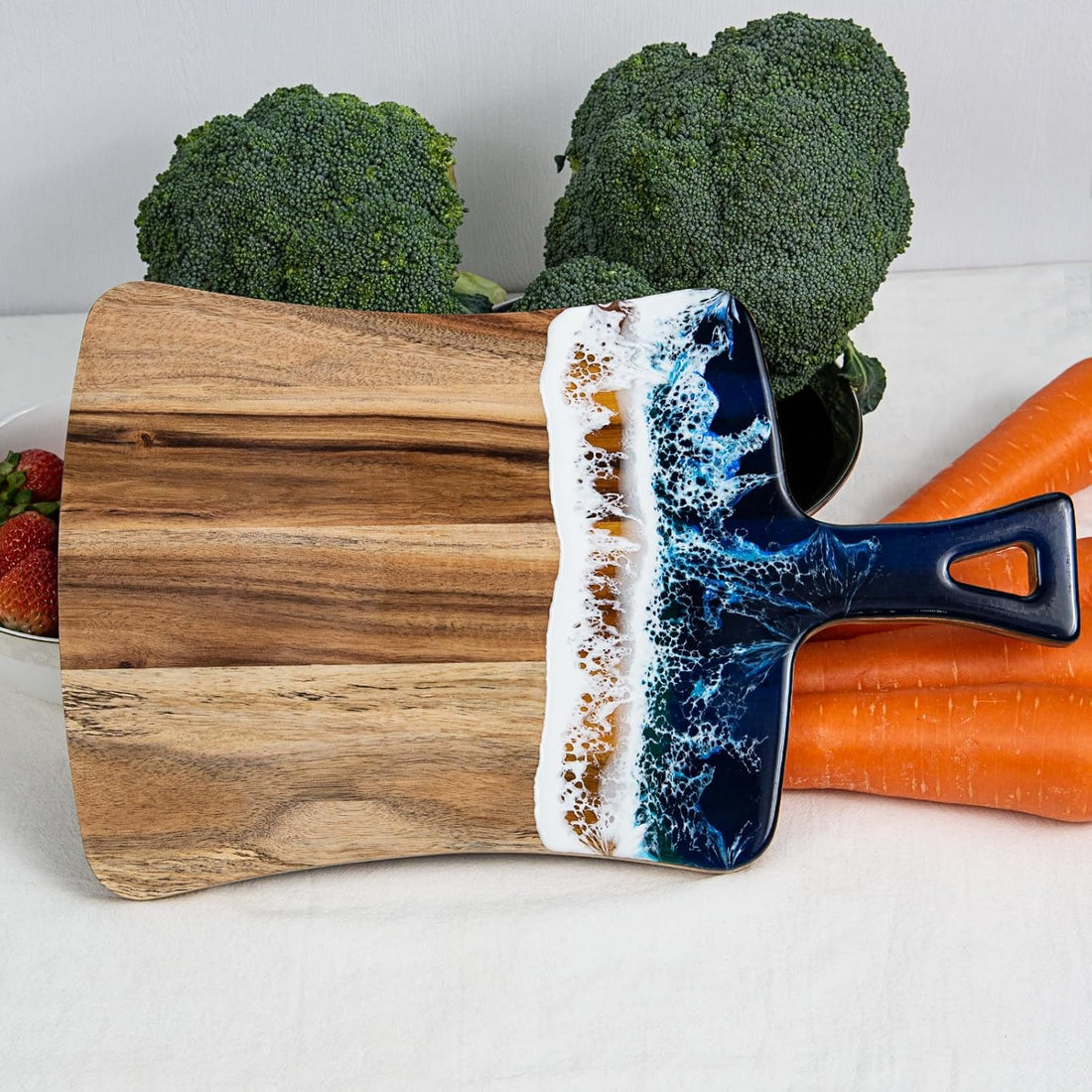 Cutting Board, Ocean Wave Cheese Board, 14" L × 8.7" W × 0.5" H