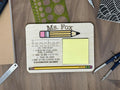 Personalized Teacher Sticky Note & Pencil Holder on a desk