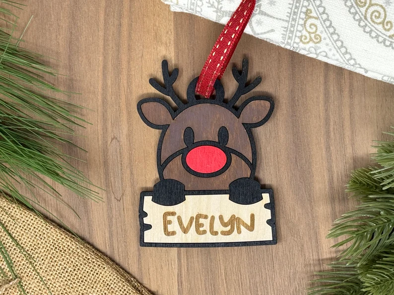 Personalized Santa Christmas Ornament with Kids Name