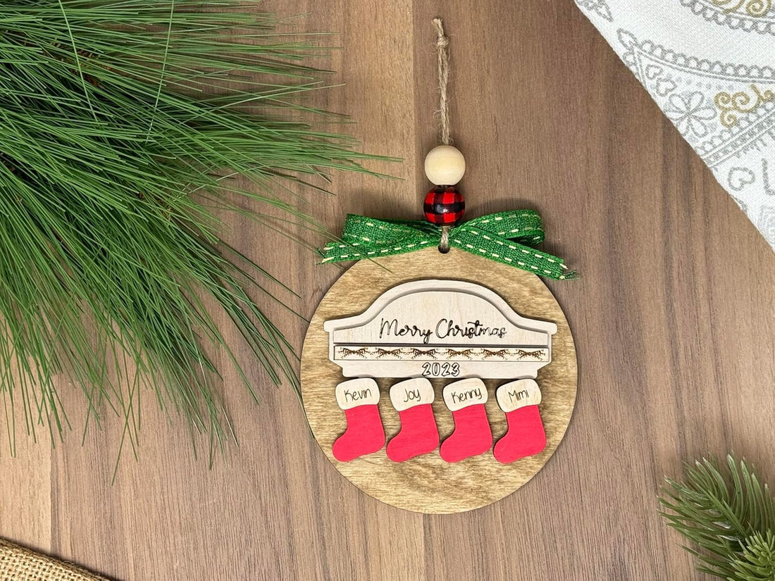 Personalized Family Names Ornaments Gift,Custom Name Wood Ornament for 2024 Gifts Ideas,Personalized Christmas Ornaments 2024 with DIY Family Names, Christmas Tree Ornaments (Christmas Stocking)