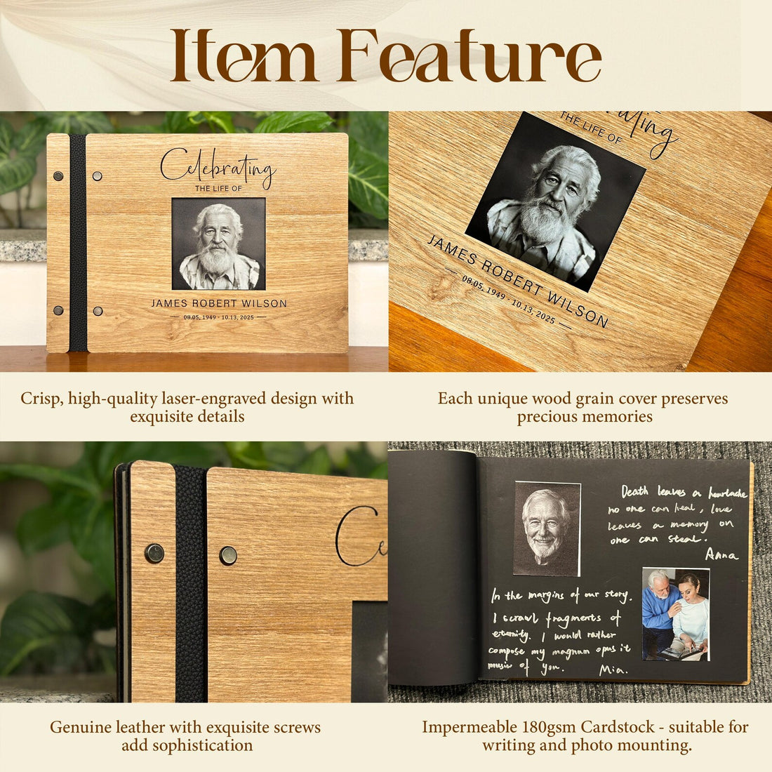 Memorial Guest Book with Photo Cover