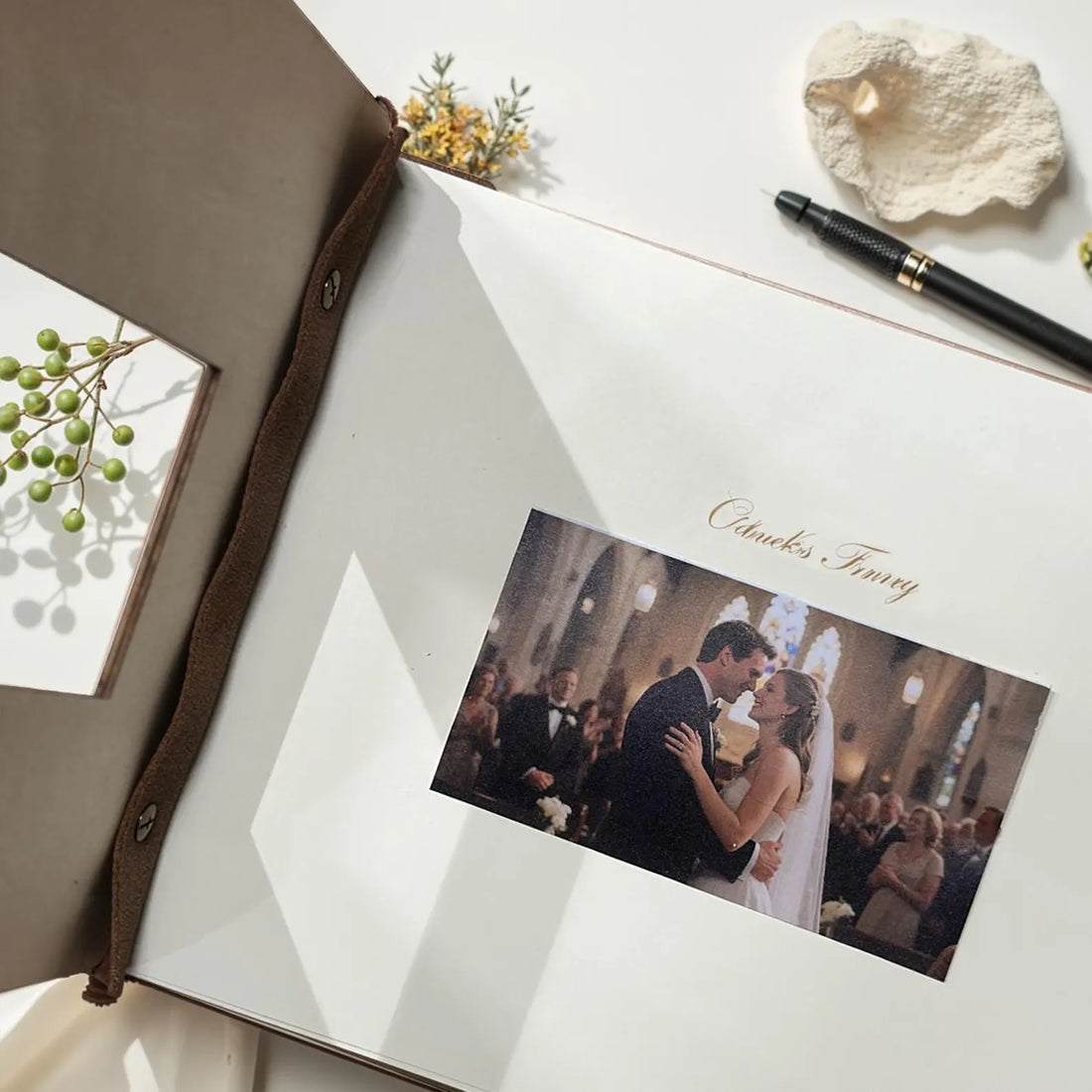 Craftpilot Wedding Guest Book – Wooden Photo Album with Custom Cover