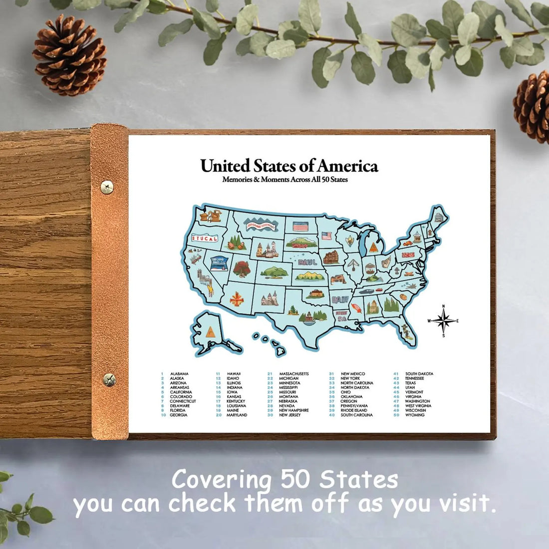 US 50 States Travel Journal Book