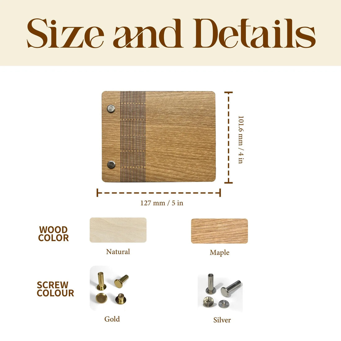 Personalized Wooden Wedding Vow Books 4" x 5"