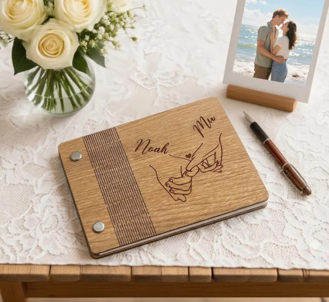 Craftpilot Personalized Wooden Wedding Vow Books 4" x 5"