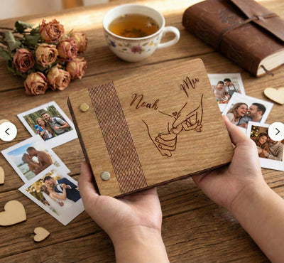 Craftpilot Personalized Wooden Wedding Vow Books 4" x 5"