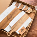 Personalized Marble and Wood Serving Board + Coaster Set | Black