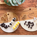 Personalized Round Marble and Wood Serving Board + Coaster Set