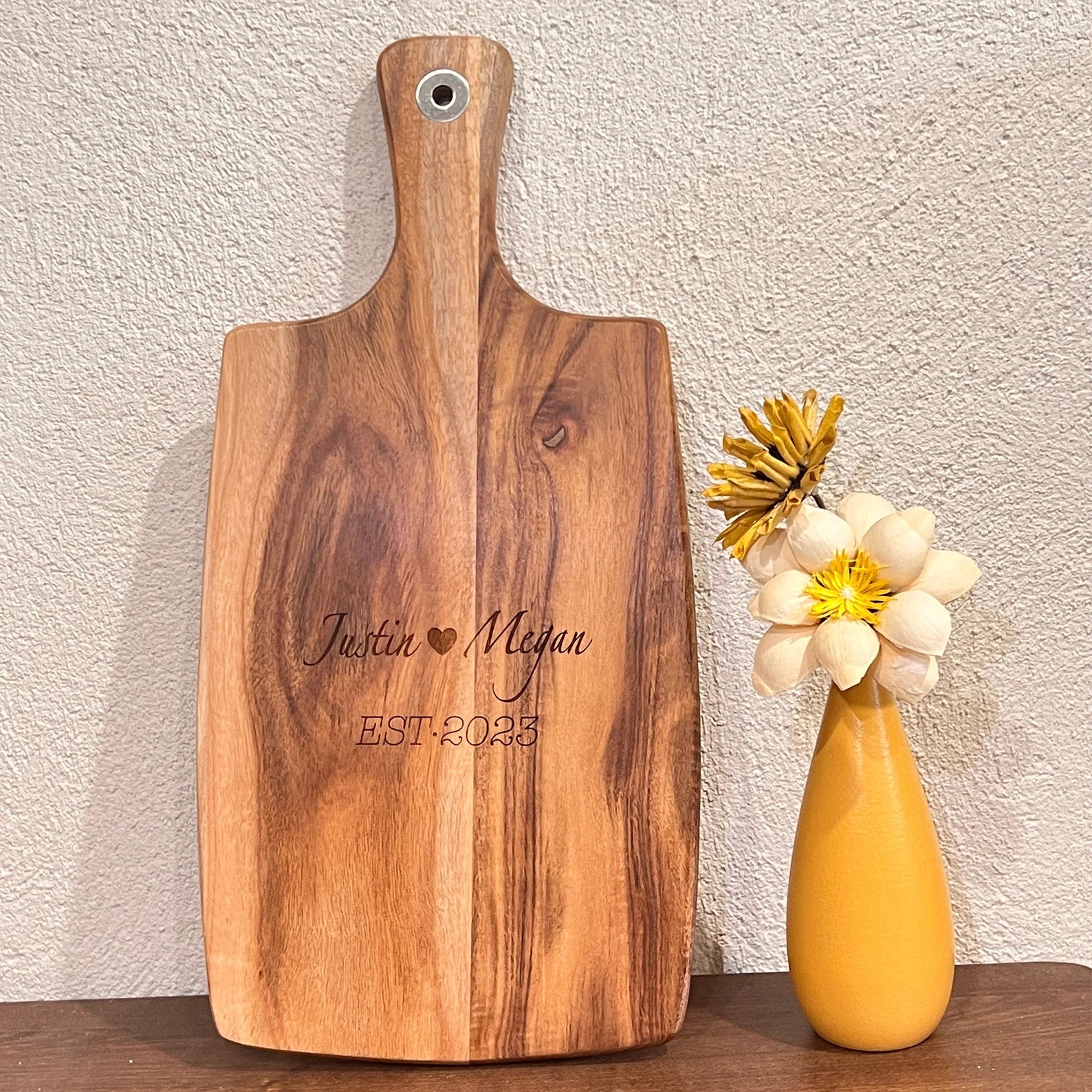 Personalized Charcuterie Board with Handle, Cheese Board for Couples Handle on Top
