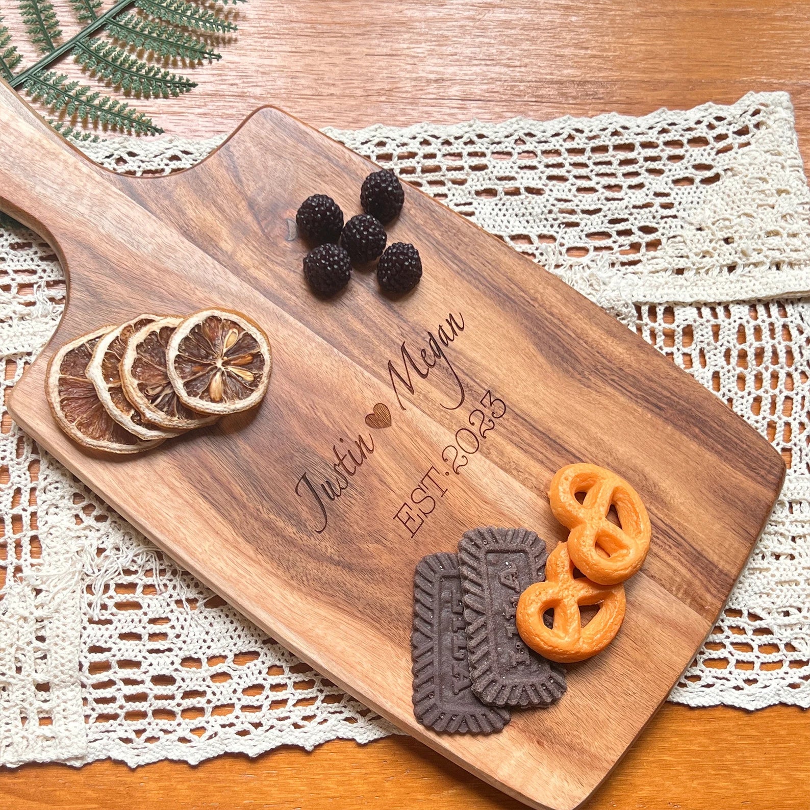 Personalized Charcuterie Board with Handle, Cheese Board for Couples