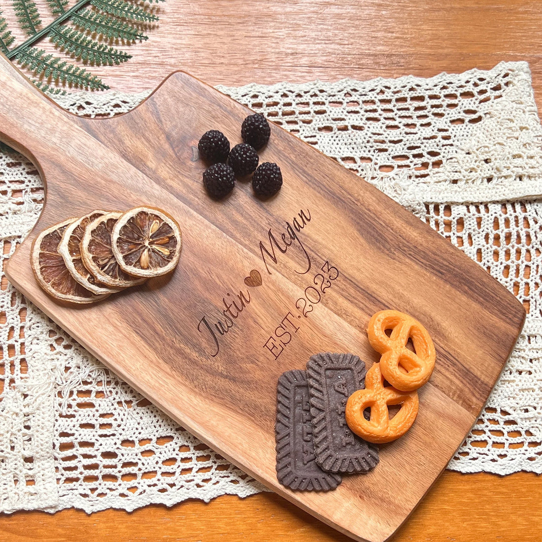 Personalized Charcuterie Board with Handle, Cheese Board for Couples