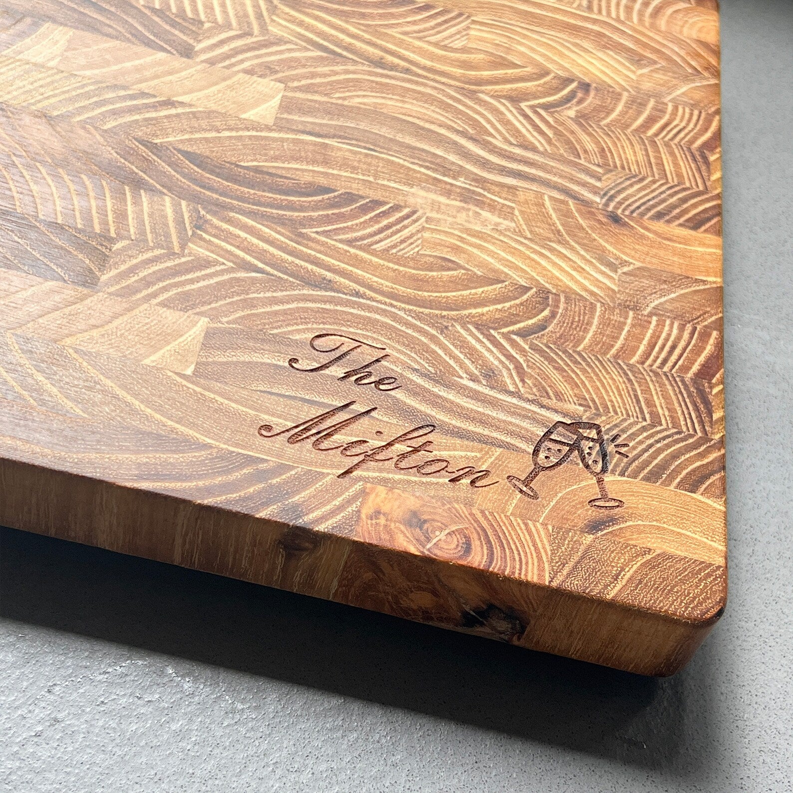 Personalized End Grain Teak Wood Chopping Board for Chefs