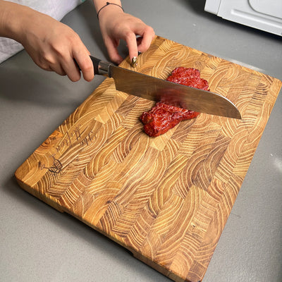 Personalized End Grain Teak Wood Chopping Board for Chefs