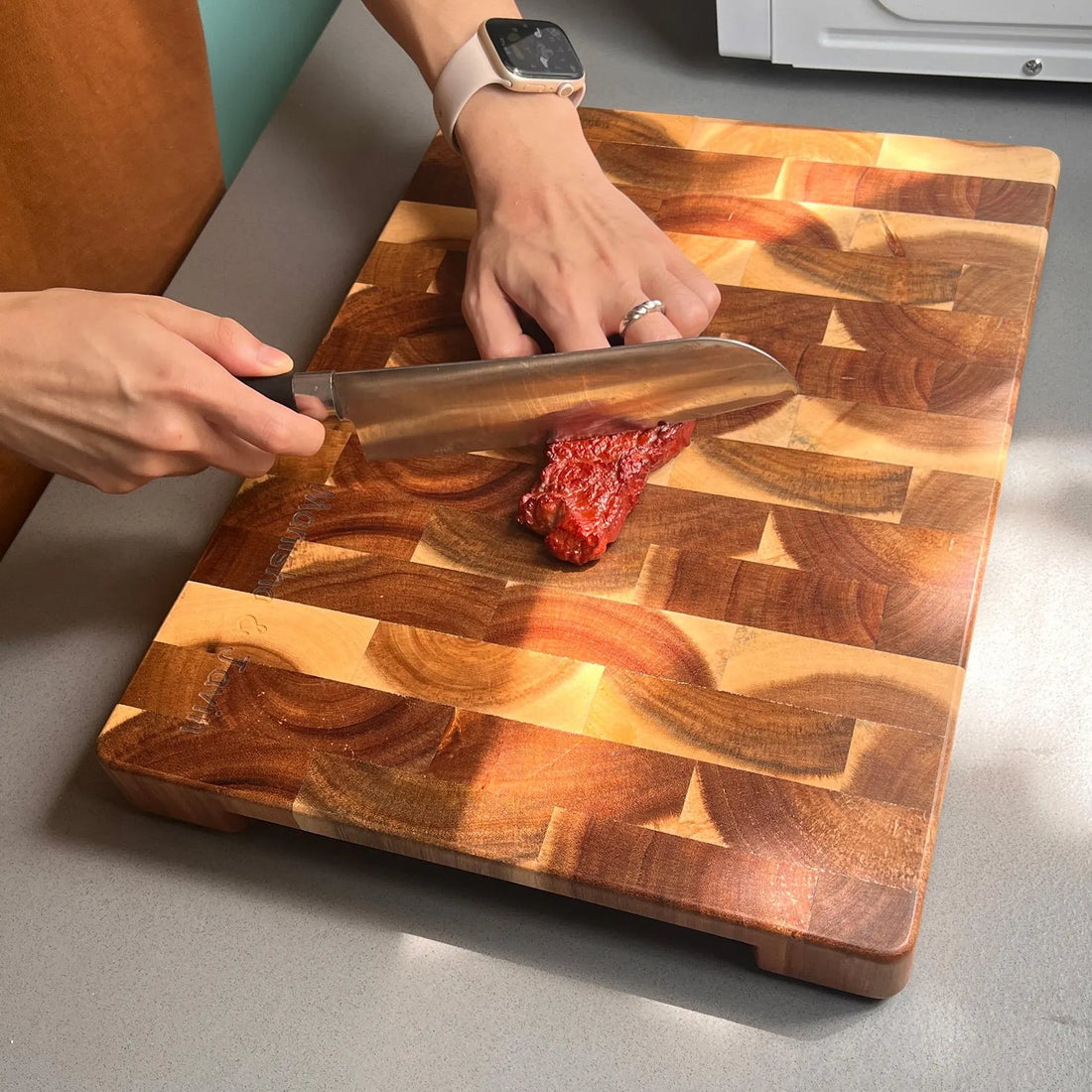 Personalized End Grain Acacia Butcher Block Cutting Board