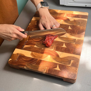 Personalized End Grain Acacia Butcher Block Cutting Board
