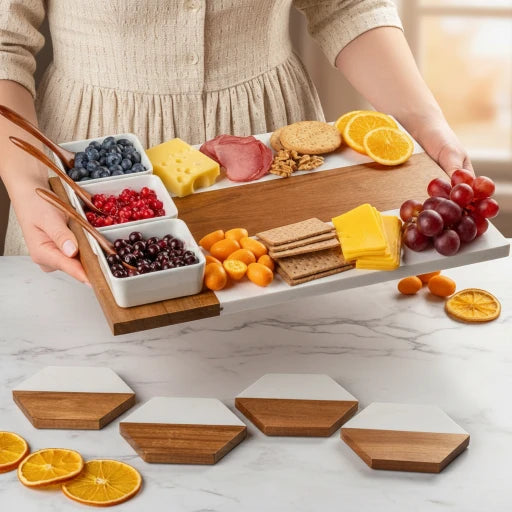 Craftpilot.co Personalized White Marble Charcuterie Board, Gift for Couples & Wedding